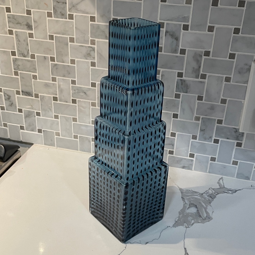 Kosta Boda Metropolis Skyscraper Glass Vase 12 inches tall
